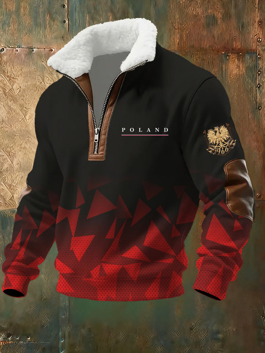 Męska bluza ze stójką z nadrukiem polskiej flagi