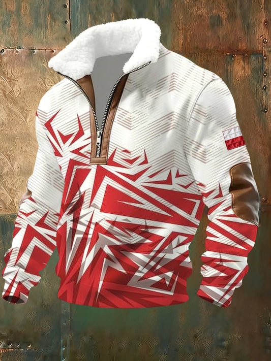 Męska bluza ze stójką z nadrukiem polskiej flagi