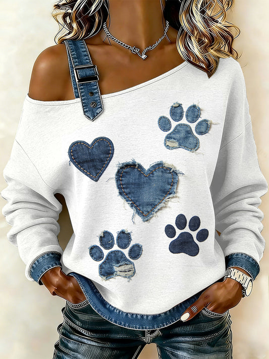 Damska bluza z motywem patchworku w stylu vintage dla psa