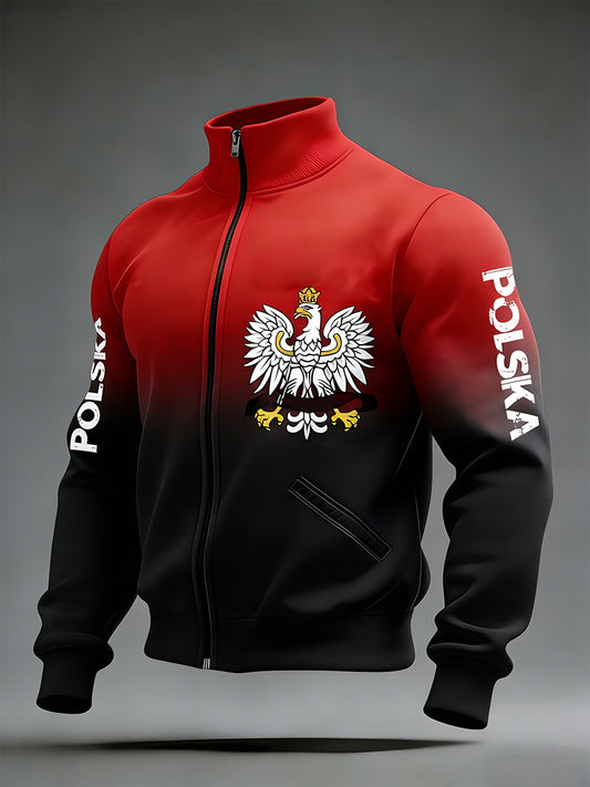 Męski Vintage Polski Art Print Casual I Wygodna Kurtka