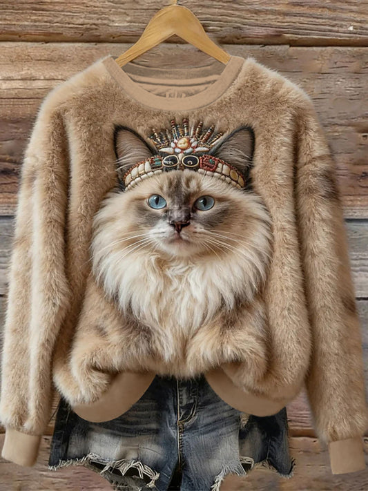 Damska bluza z nadrukiem Cat Art