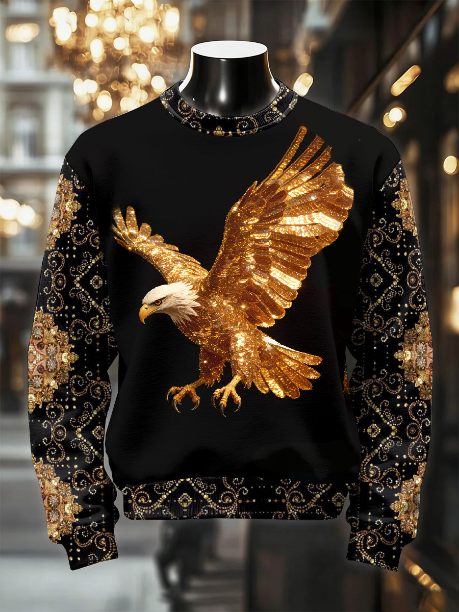 Męska luksusowa bluza z nadrukiem Eagle w stylu retro