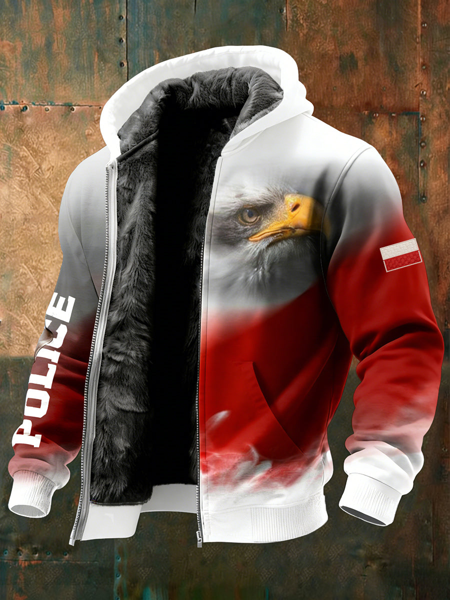 Męska bluza z kapturem w stylu retro abstrakcyjna z nadrukiem polarowym