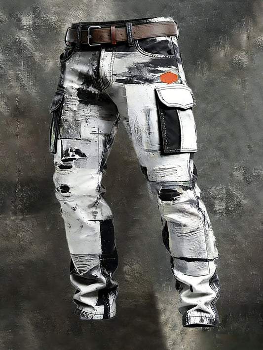 Męskie spodnie robocze retro styl biznesowy na co dzień