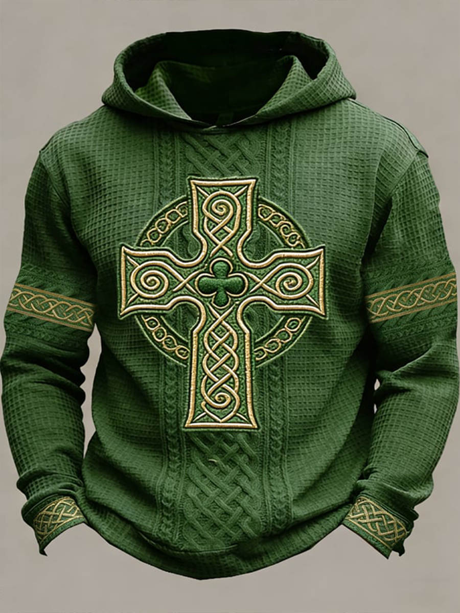 Męska bluza z dzianiny na Waffle Shamrock Cross Print