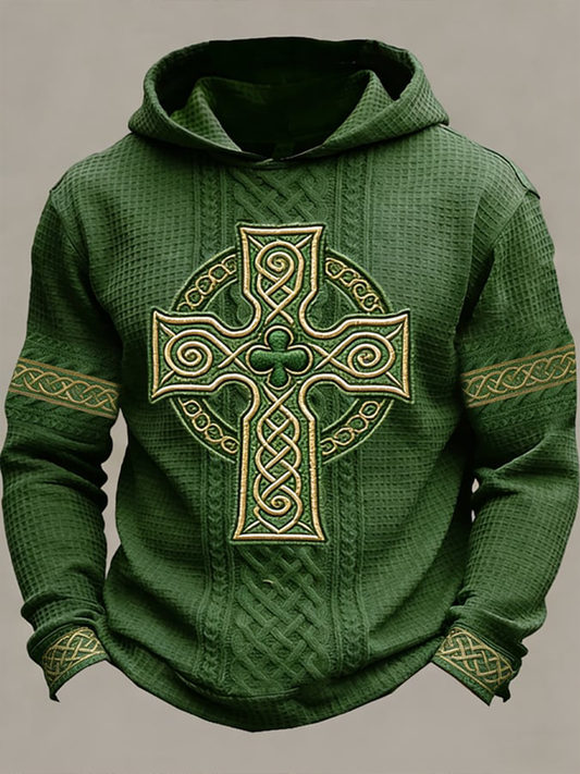 Męska bluza z dzianiny na Waffle Shamrock Cross Print