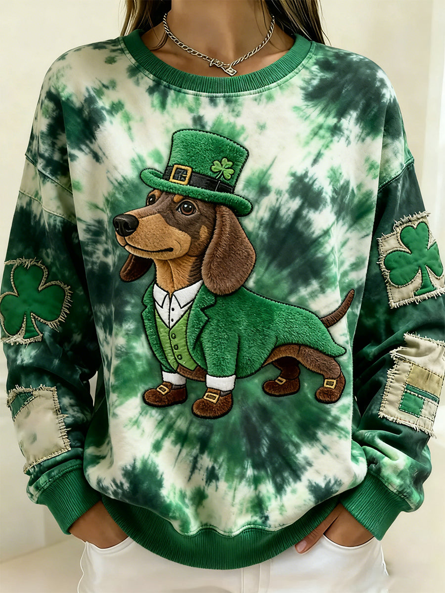 Damski Vintage St. Patrick's Day Four-Leaf Clover Print Wygodny top