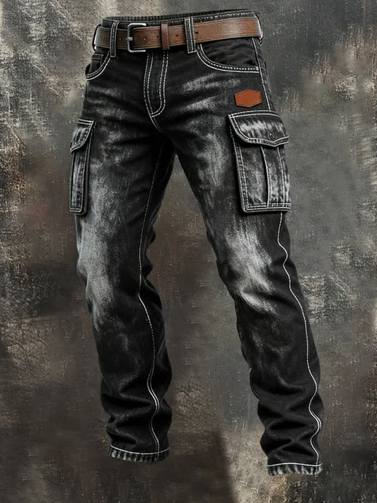 Męskie spodnie robocze retro styl biznesowy na co dzień
