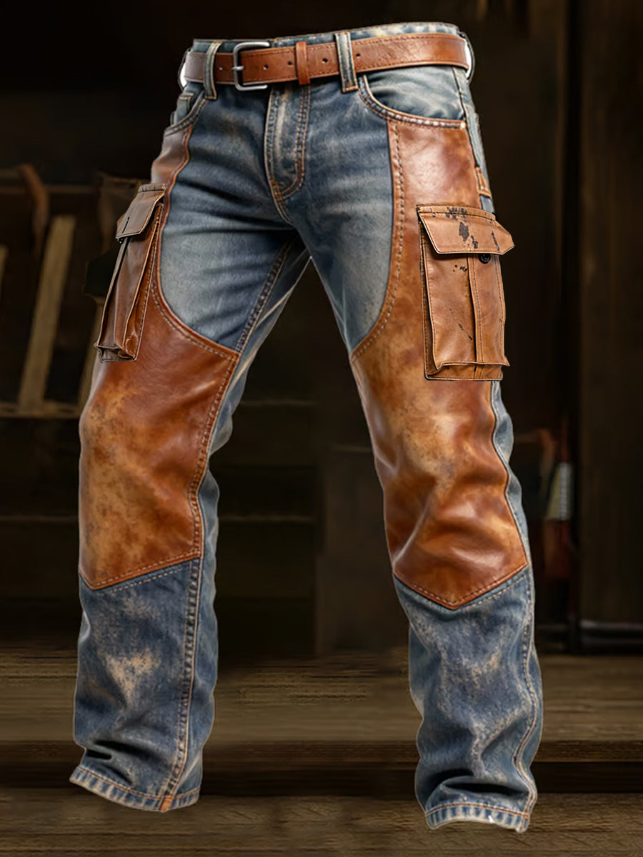 Męskie spodnie robocze retro styl biznesowy na co dzień