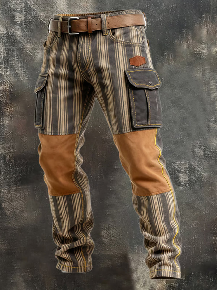 Męskie spodnie robocze retro styl biznesowy na co dzień