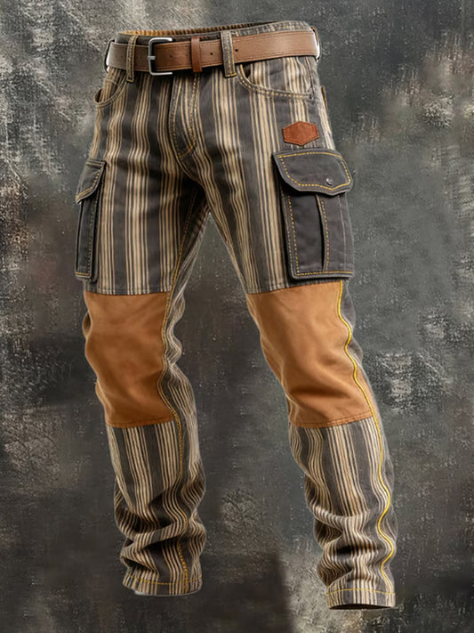 Męskie spodnie robocze retro styl biznesowy na co dzień