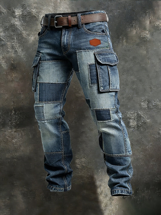 Męskie spodnie robocze retro styl biznesowy na co dzień