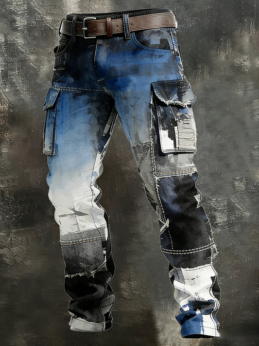 Męskie spodnie robocze retro styl biznesowy na co dzień