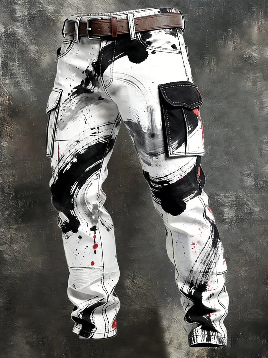 Męskie spodnie robocze retro styl biznesowy na co dzień