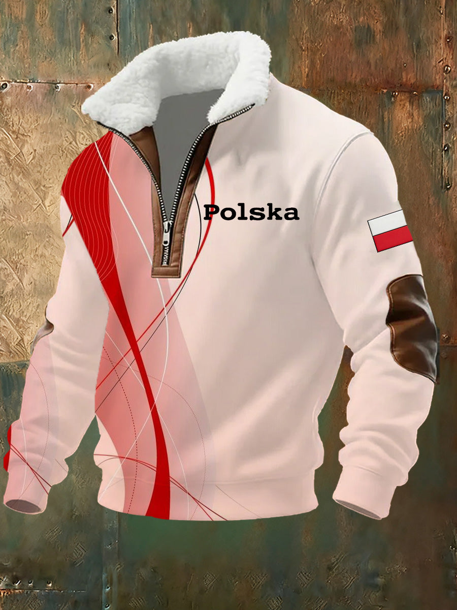 Męska polska bluza z kołnierzykiem artystycznym
