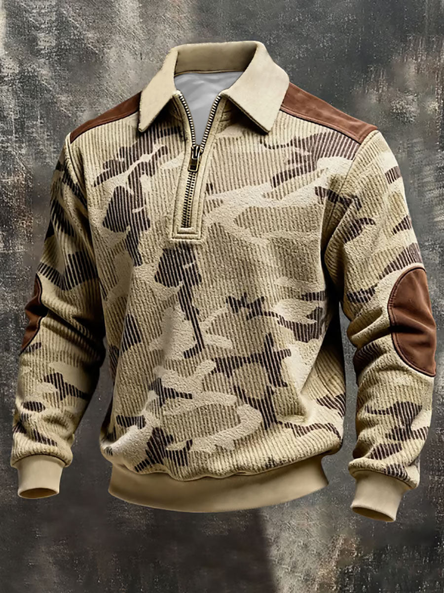 Męska bluza z zamkiem błyskawicznym w kolorze retro