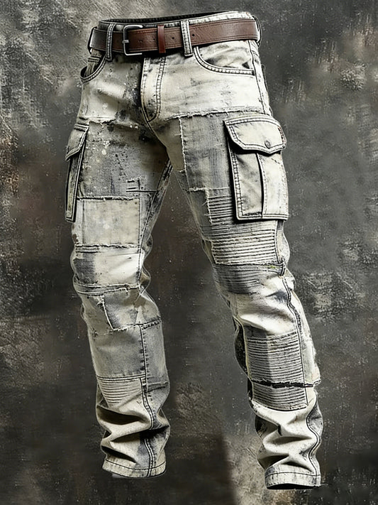 Męskie spodnie robocze retro styl biznesowy na co dzień