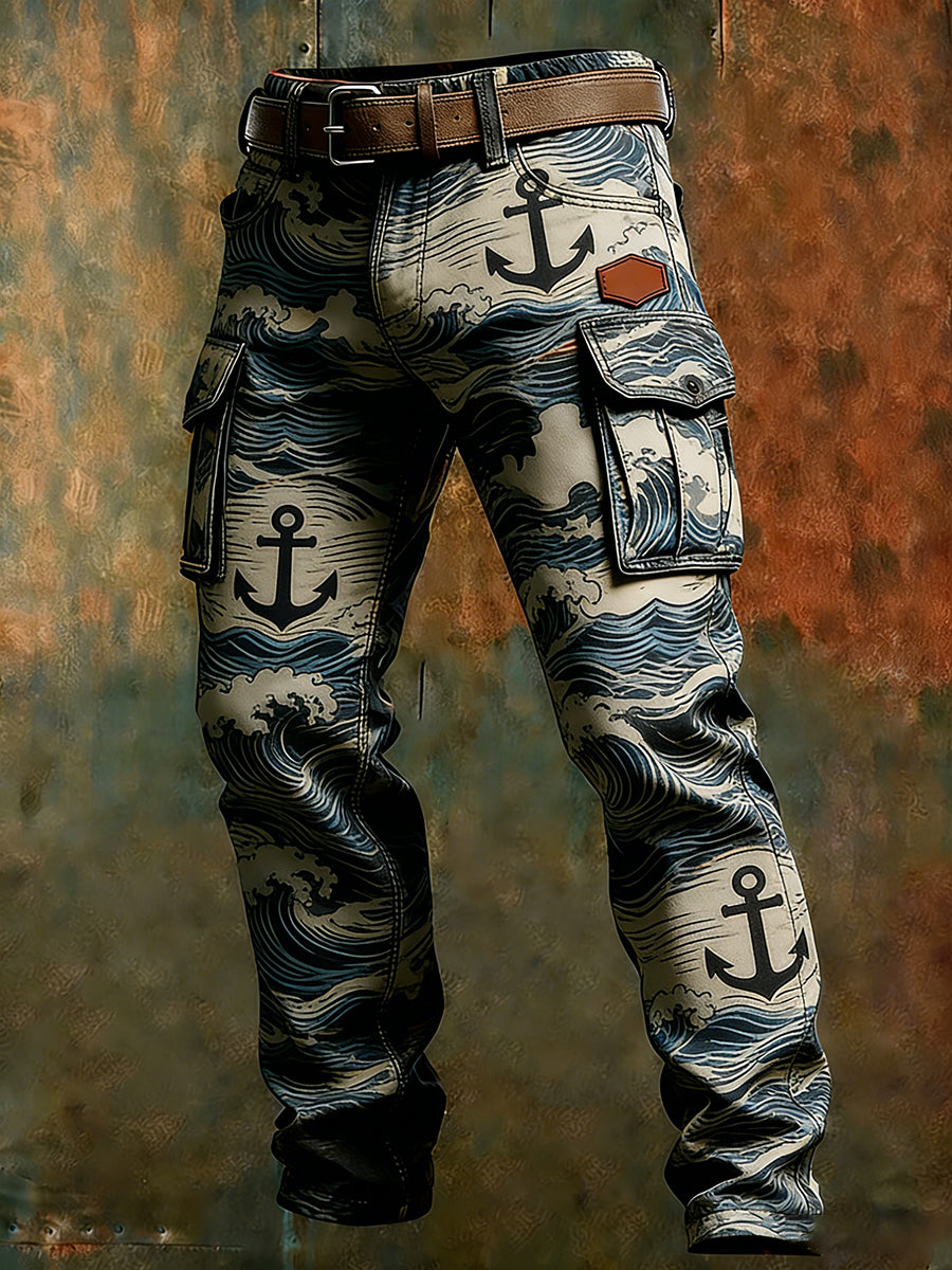 Męskie spodnie robocze retro styl biznesowy na co dzień