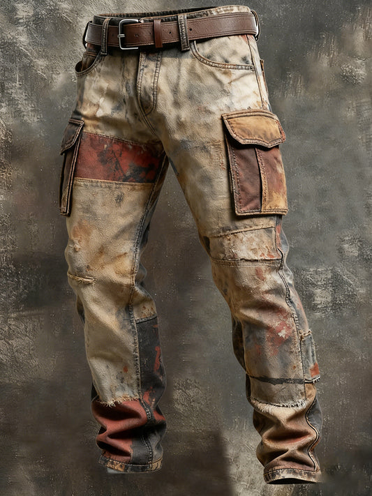 Męskie spodnie robocze retro styl biznesowy na co dzień