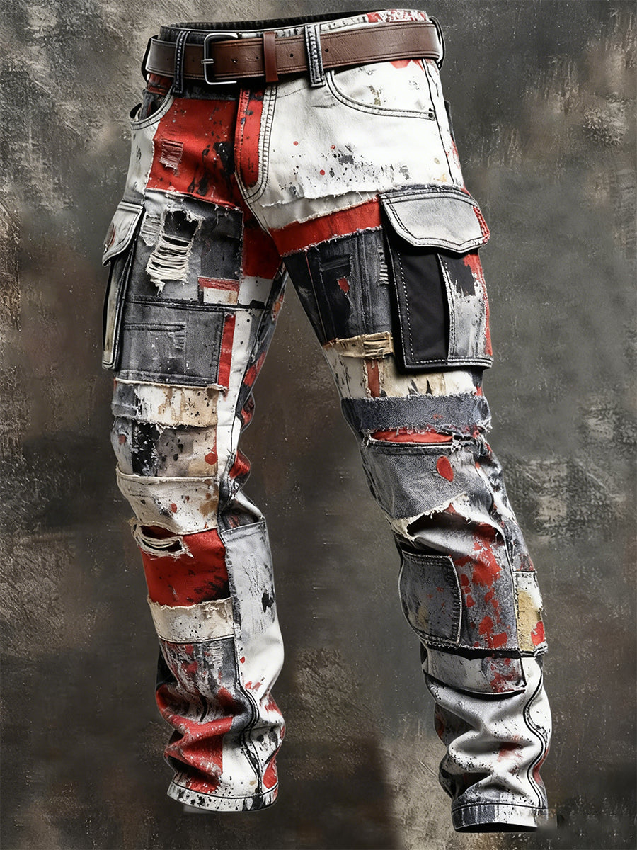 Męskie spodnie robocze retro styl biznesowy na co dzień