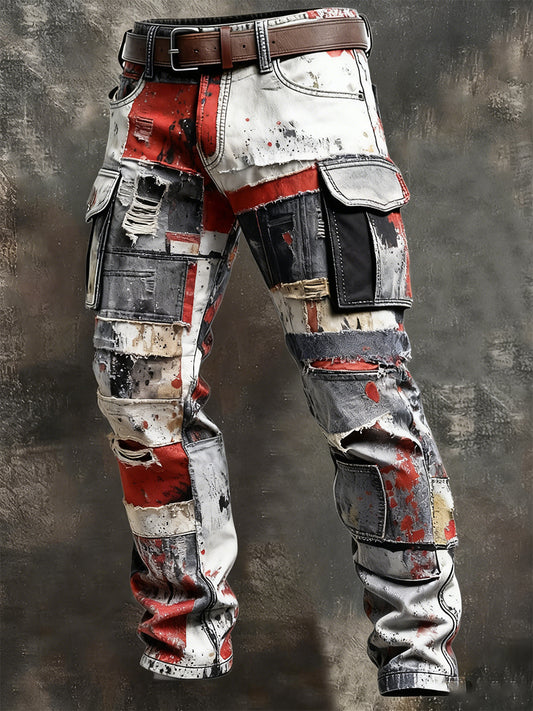 Męskie spodnie robocze retro styl biznesowy na co dzień