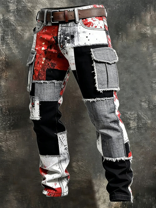 Męskie spodnie robocze retro styl biznesowy na co dzień