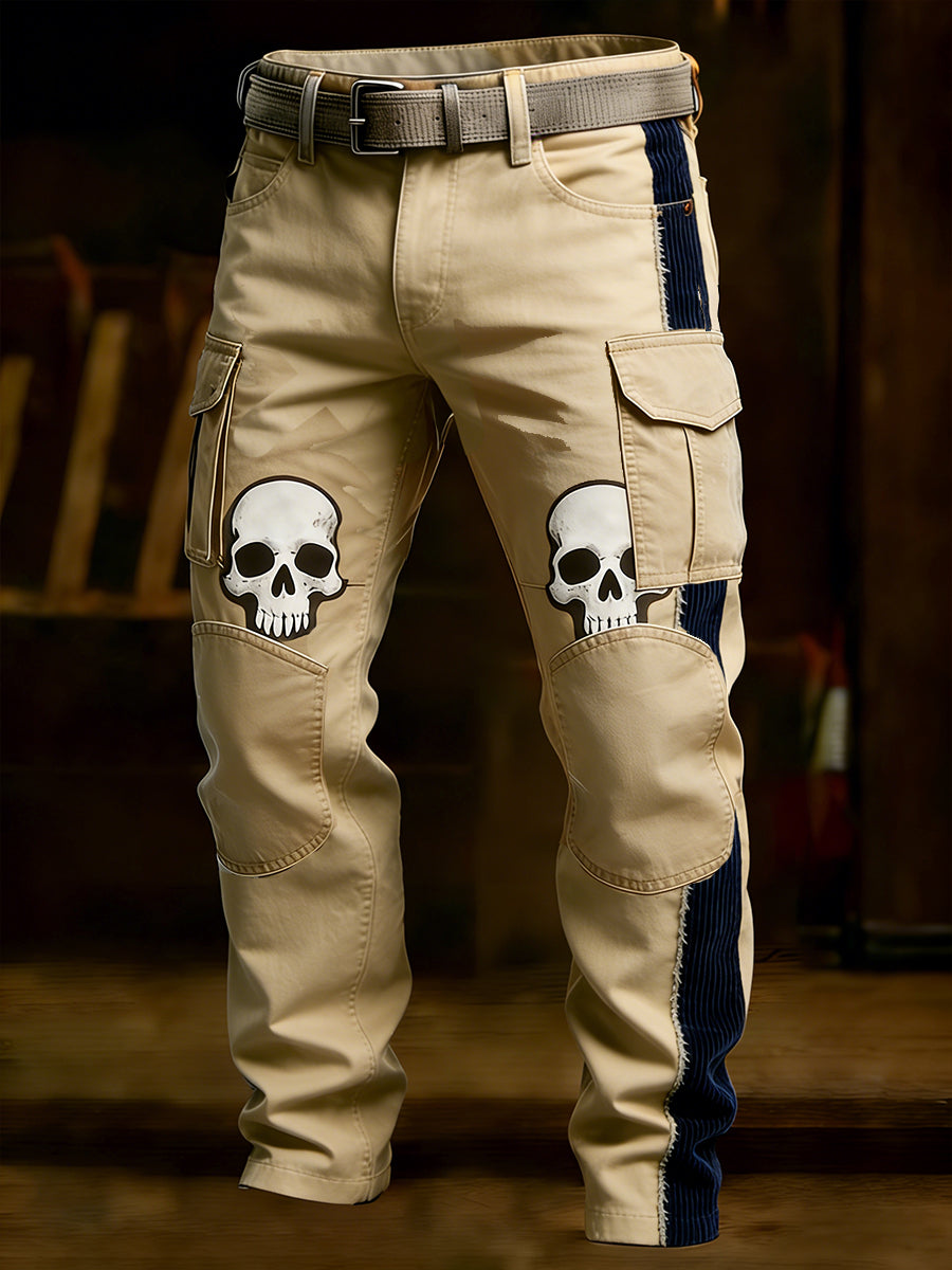 Męskie spodnie robocze retro styl biznesowy na co dzień
