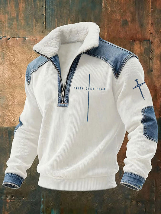 Męska wiara nad strachem z nadrukiem Casual Top