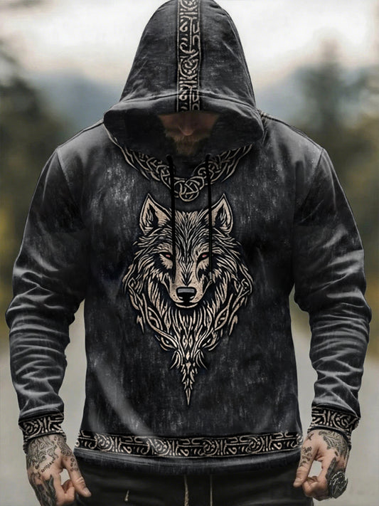 Męska bluza z kapturem Viking Wolf