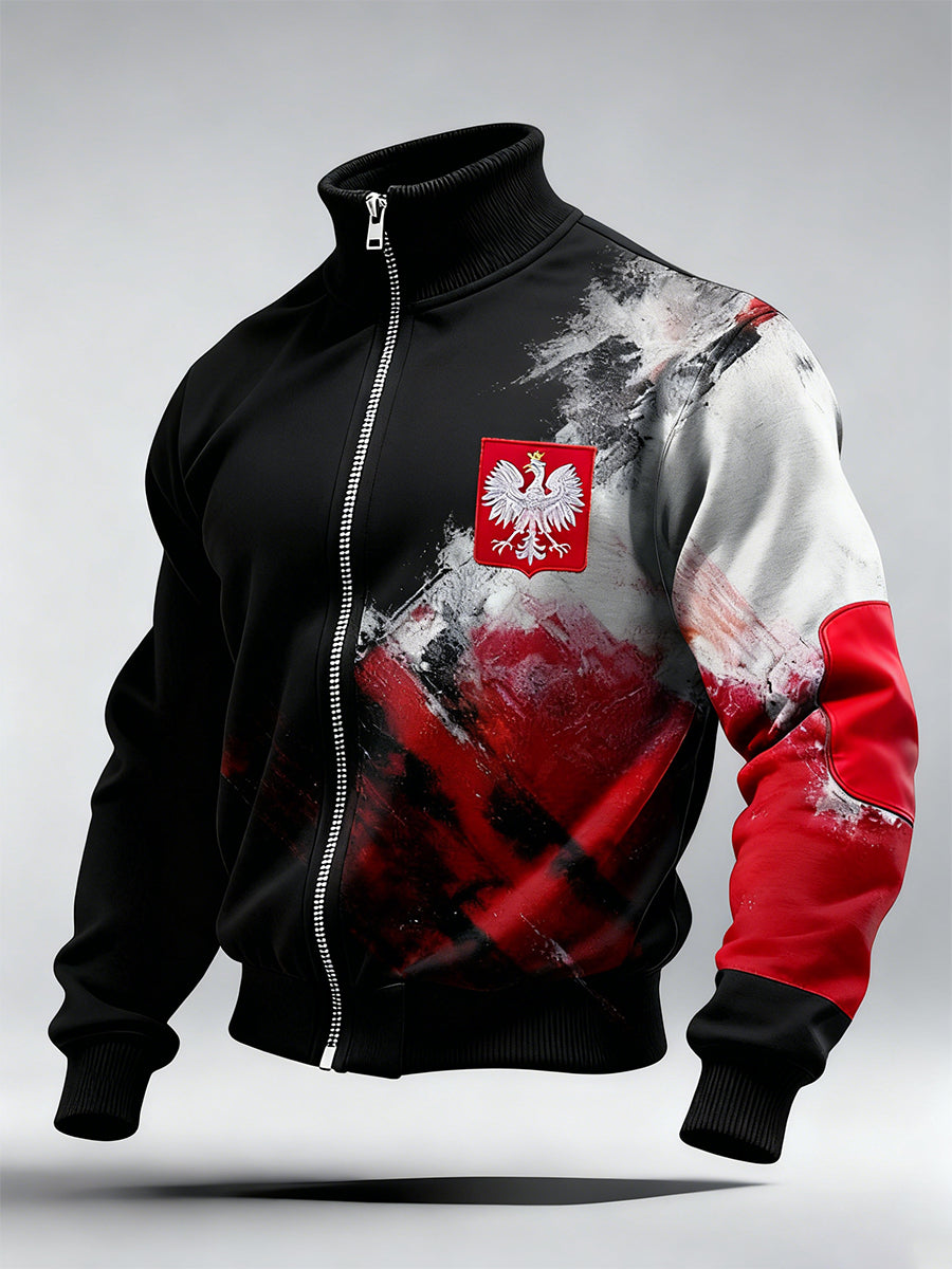 Męski Vintage Polski Art Print Casual I Wygodna Kurtka