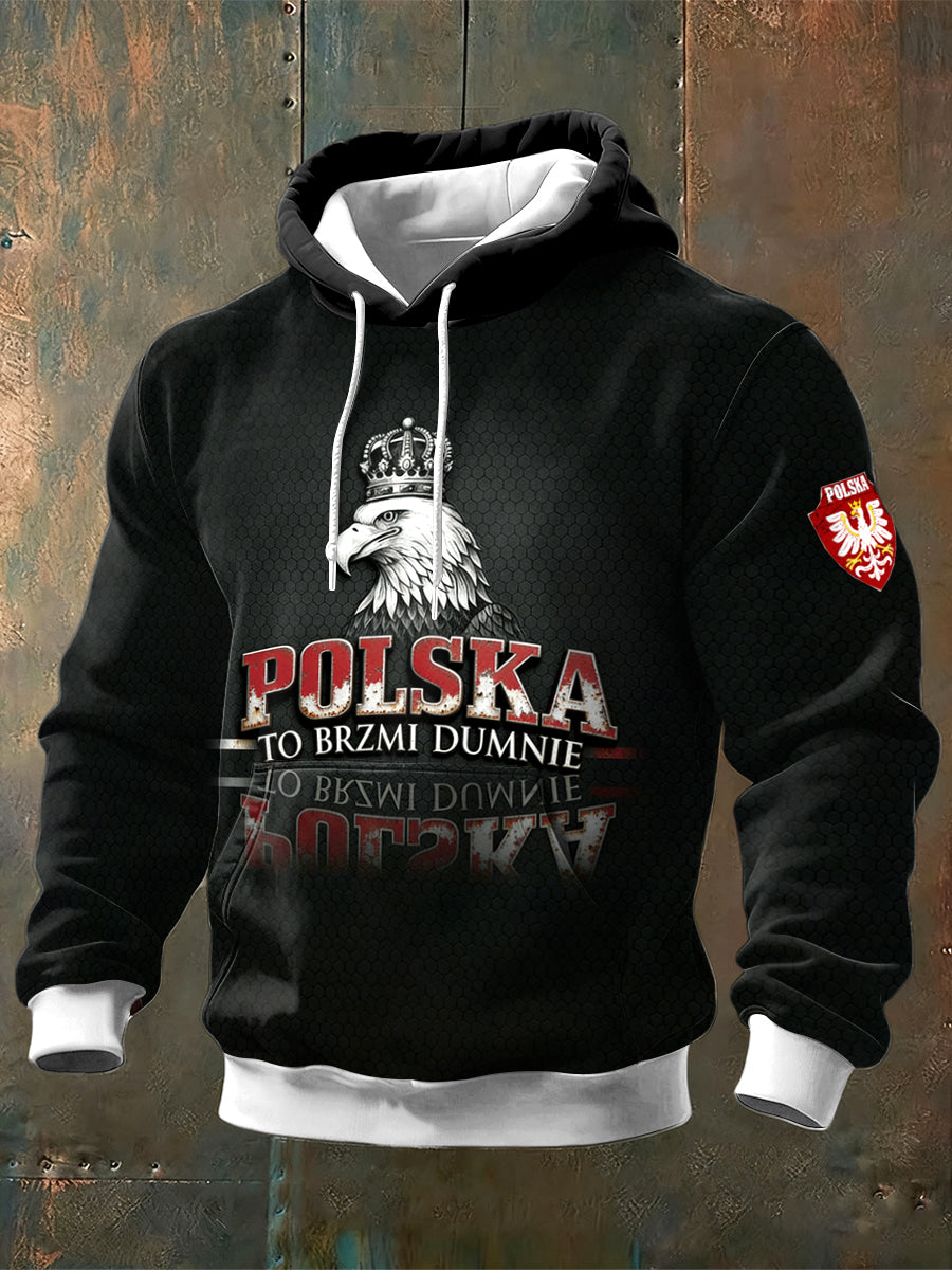 Czarna bluza z kapturem z nadrukiem polskiego orła