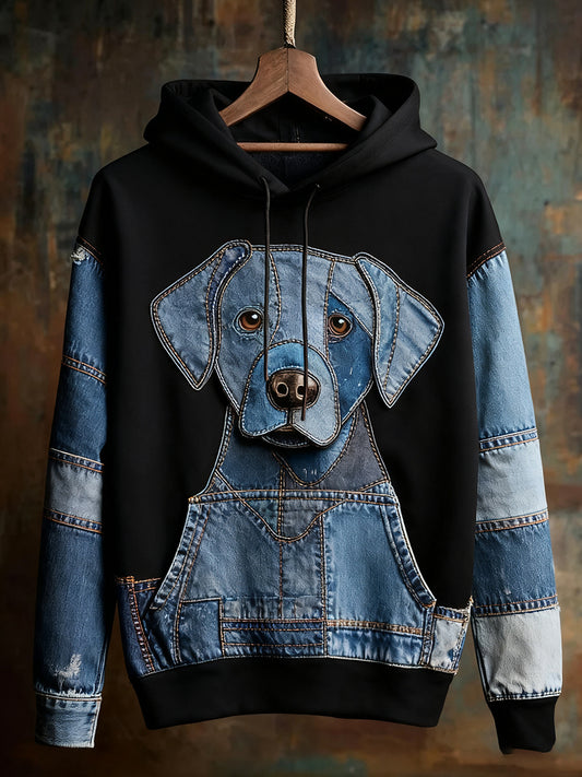 Unisex Animal Art Print Casual Vintage Bluza z kapturem