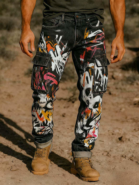 Męskie spodnie robocze retro styl biznesowy na co dzień