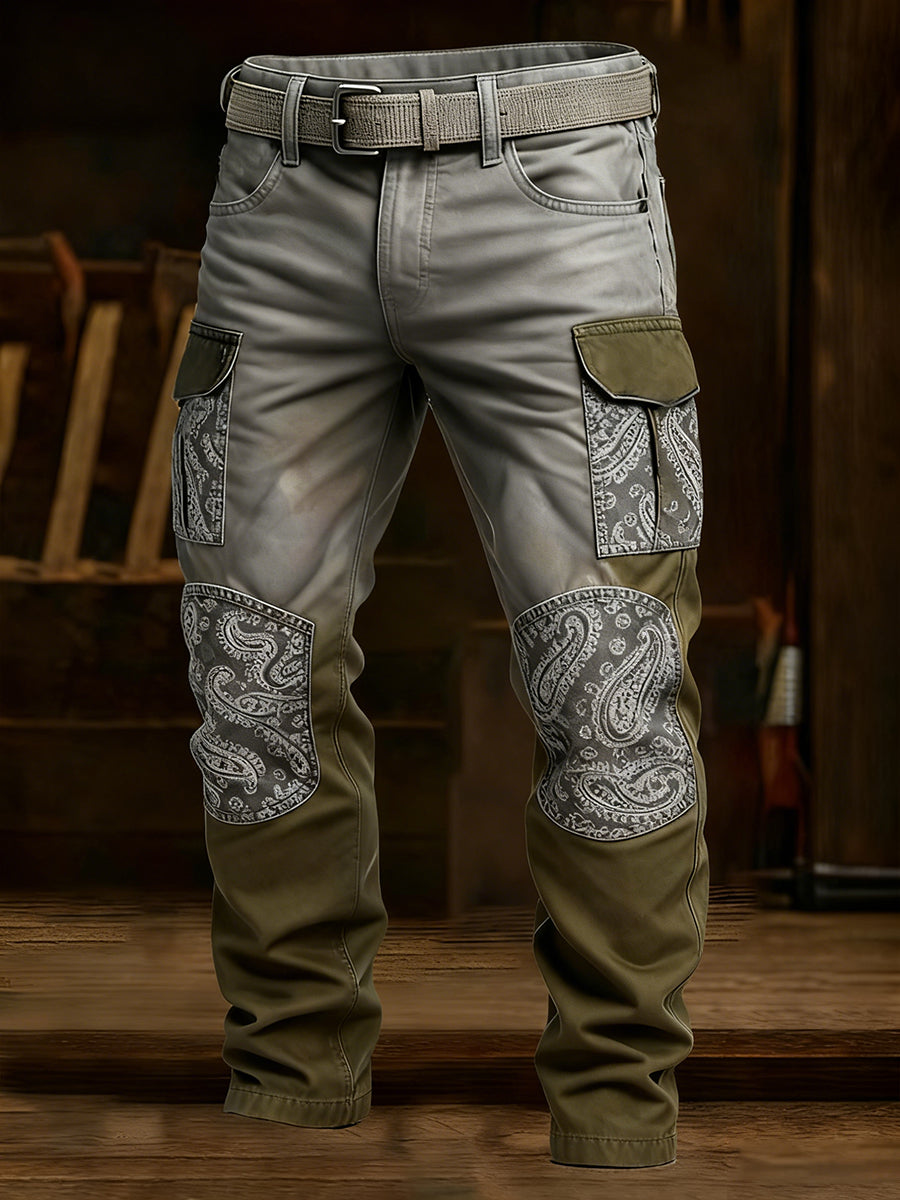 Męskie spodnie robocze retro styl biznesowy na co dzień