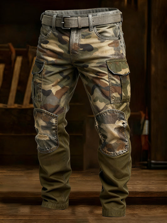 Męskie spodnie robocze retro styl biznesowy na co dzień