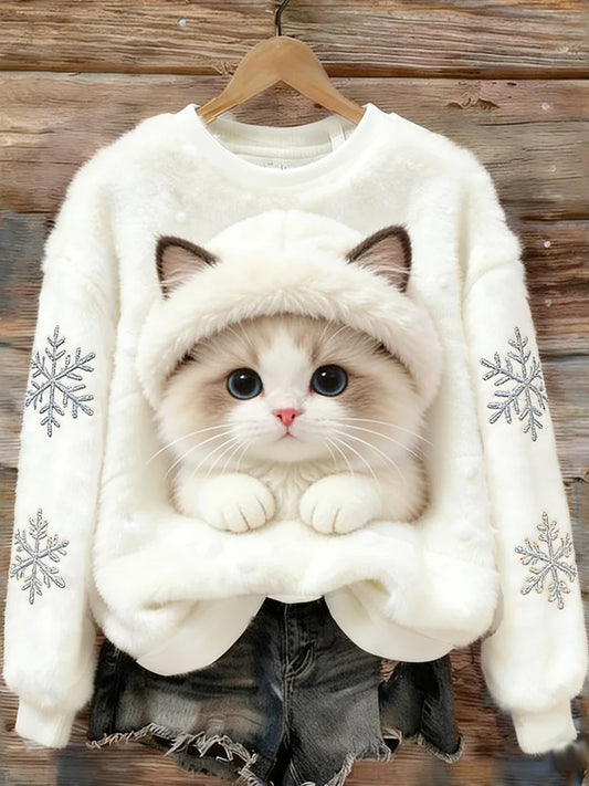 Damski Retro Animal Art Print Wygodny Top flanelowy