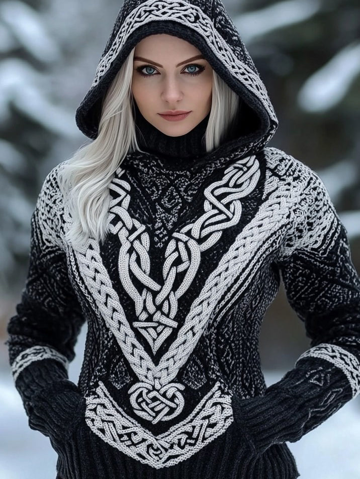 Damski sweter z kapturem z długim rękawem Viking Viking Celtic Knot