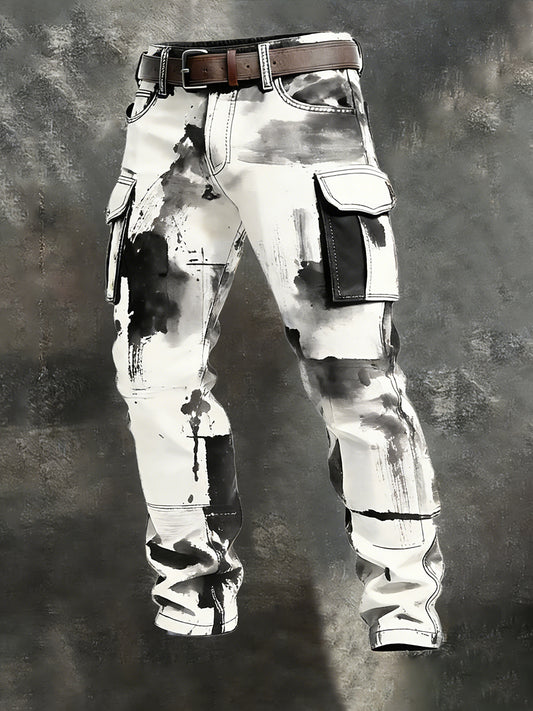 Męskie spodnie robocze retro styl biznesowy na co dzień