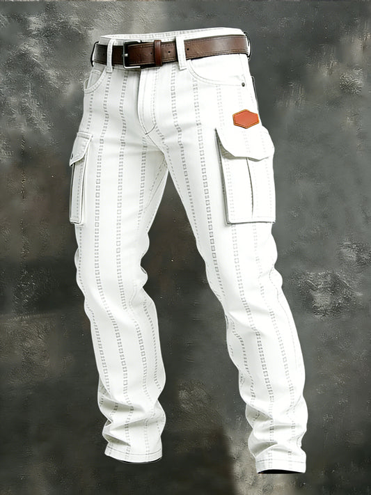 Męskie spodnie robocze retro styl biznesowy na co dzień