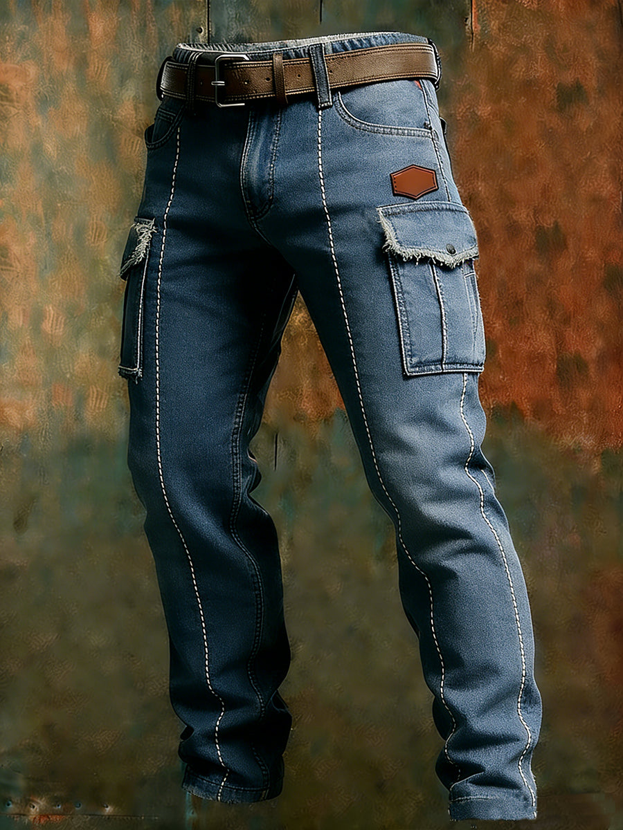 Męskie spodnie robocze retro styl biznesowy na co dzień