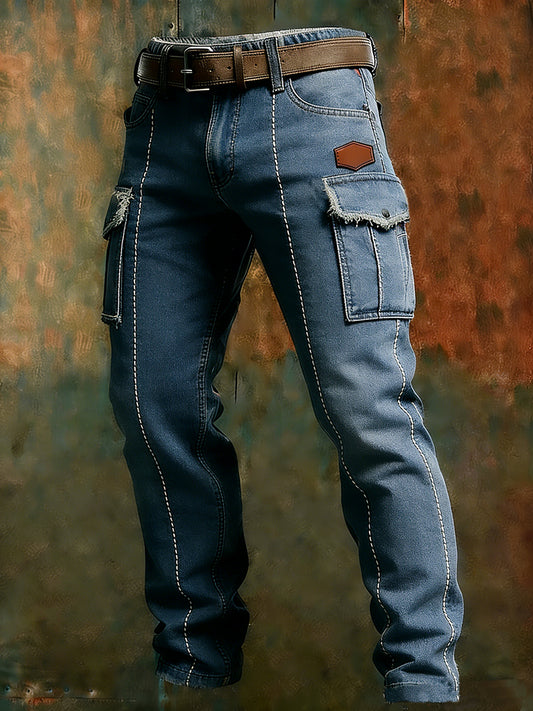 Męskie spodnie robocze retro styl biznesowy na co dzień