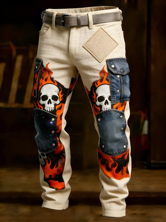 Męskie spodnie robocze retro styl biznesowy na co dzień