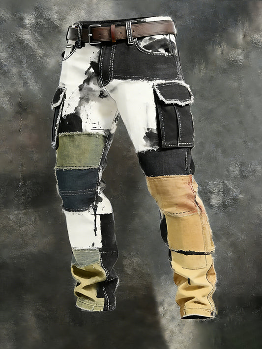 Męskie spodnie robocze retro styl biznesowy na co dzień