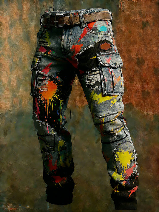 Męskie spodnie robocze retro styl biznesowy na co dzień