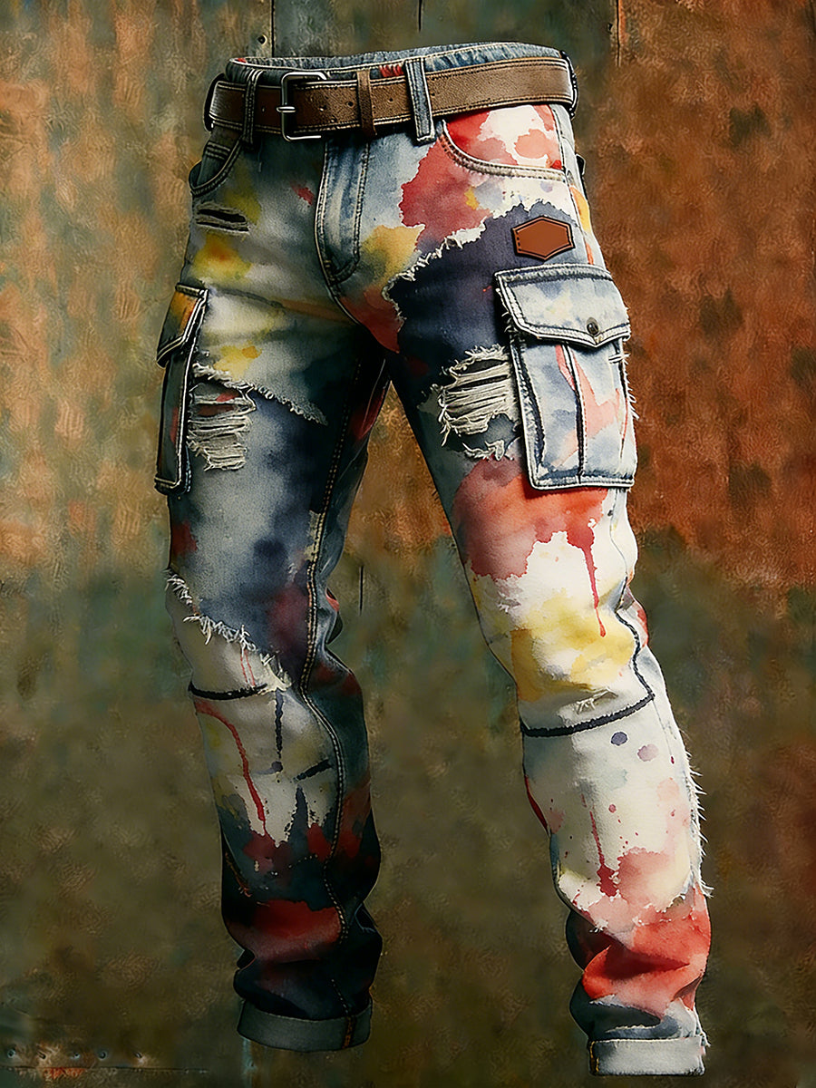 Męskie spodnie robocze retro styl biznesowy na co dzień