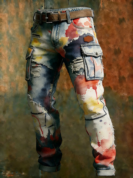 Męskie spodnie robocze retro styl biznesowy na co dzień