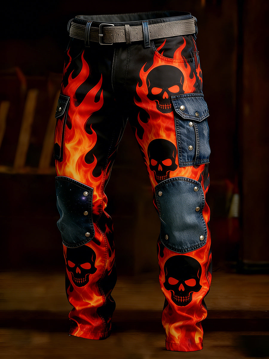 Męskie spodnie robocze retro styl biznesowy na co dzień