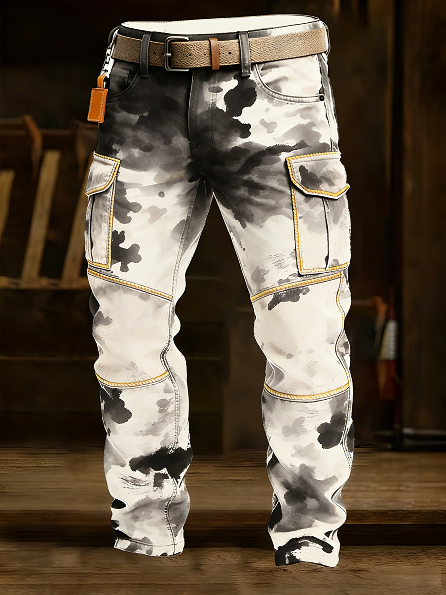 Męskie spodnie robocze retro styl biznesowy na co dzień