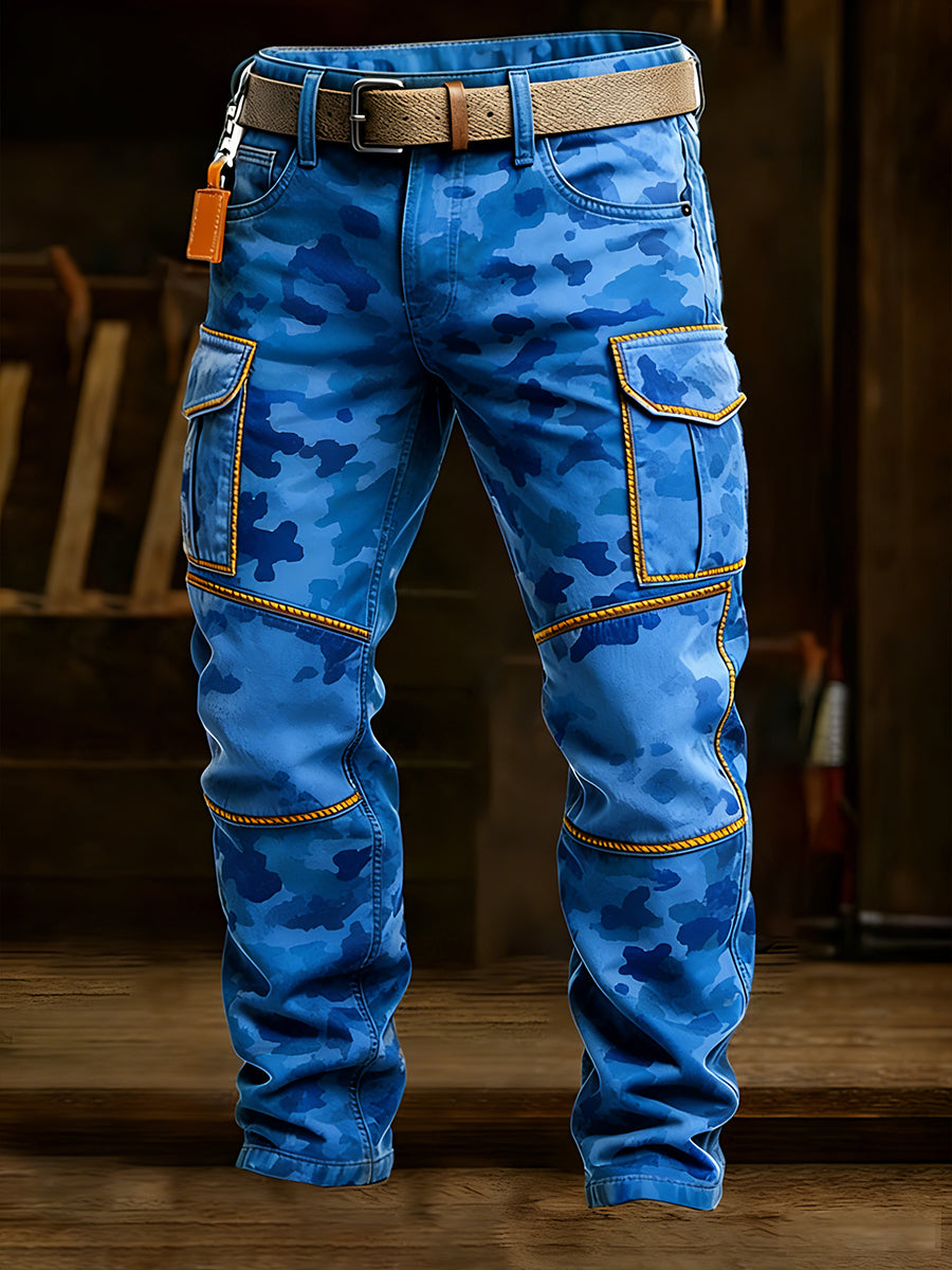 Męskie spodnie robocze retro styl biznesowy na co dzień