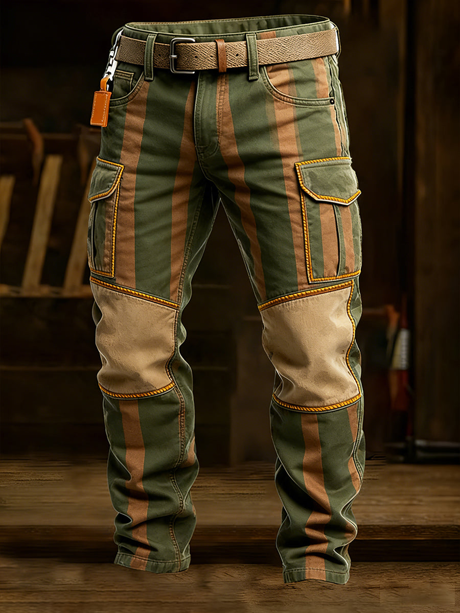 Męskie spodnie robocze retro styl biznesowy na co dzień